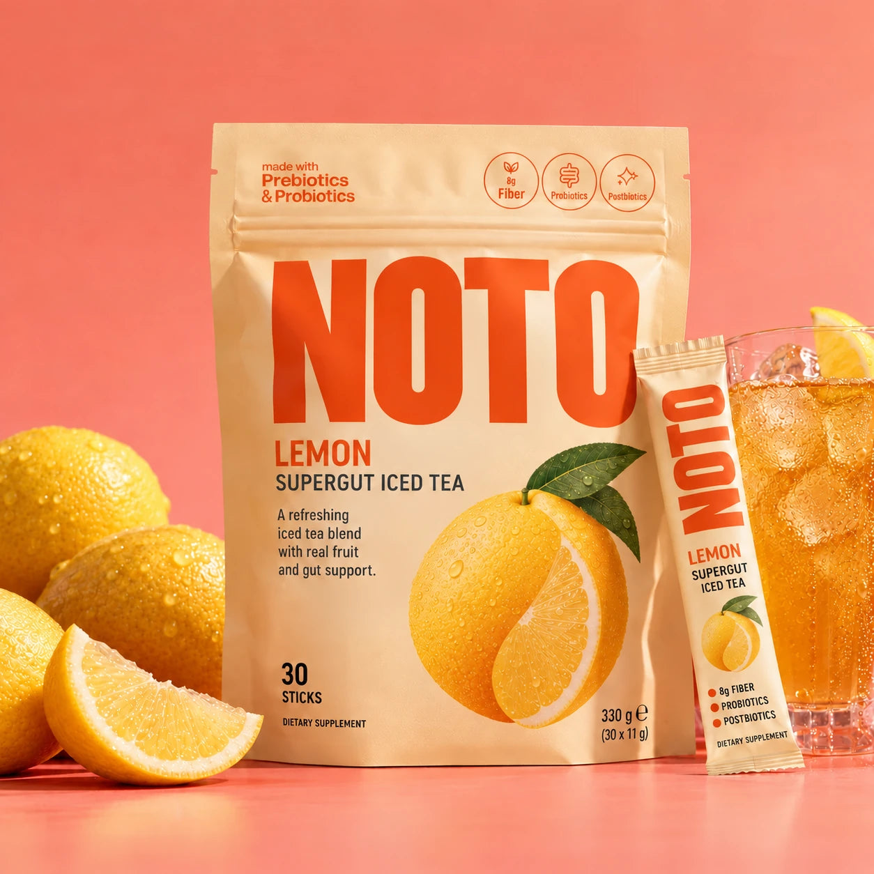 NOTO Lemon pouch, stick and iced tea